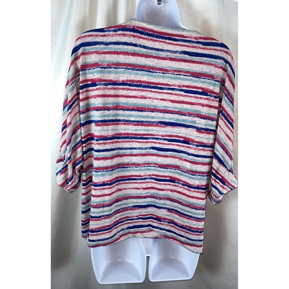 Elle Studio Striped Boxy Women’s Top Size XL Multicolor Coquette Bohemian - Picture 5 of 7